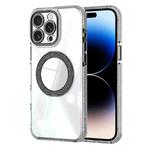 For iPhone 14 Pro Transparent Glitter Mirror Rotating Holder Phone Case(Black)