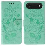 For iPhone 17 Air Rose Butterfly Embossed Leather Phone Case(Green)