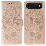 For iPhone 17 Air Rose Butterfly Embossed Leather Phone Case(Rose Gold)