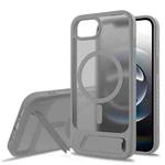 For iPhone 16e Frosted Holder PC Hybrid TPU MagSafe Phone Case(Dark Grey)