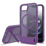 For iPhone 16e Frosted Holder PC Hybrid TPU MagSafe Phone Case(Purple)