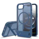 For iPhone 16e Frosted Holder PC Hybrid TPU MagSafe Phone Case(Royal Blue)