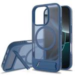 For iPhone 16 Pro Max Frosted Holder PC Hybrid TPU MagSafe Phone Case(Royal Blue)