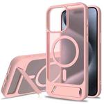 For iPhone 13 Pro Max Frosted Holder PC Hybrid TPU MagSafe Phone Case(Pink)