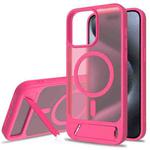 For iPhone 13 Pro Max Frosted Holder PC Hybrid TPU MagSafe Phone Case(Rose Red)