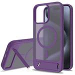 For iPhone 13 Pro Max Frosted Holder PC Hybrid TPU MagSafe Phone Case(Purple)