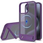 For iPhone 13 Pro Frosted Holder PC Hybrid TPU MagSafe Phone Case(Purple)