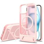 For iPhone 13 Frosted Holder PC Hybrid TPU MagSafe Phone Case(Pink)