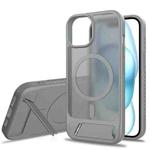 For iPhone 12 Frosted Holder PC Hybrid TPU MagSafe Phone Case(Dark Grey)