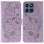 For Motorola Edge 60 Fusion 5G Rose Butterfly Embossed Leather Phone Case(Purple)