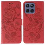 For Motorola Edge 60 Fusion 5G Rose Butterfly Embossed Leather Phone Case(Red)