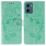 For Motorola Moto G05 / E15 Rose Butterfly Embossed Leather Phone Case(Green)