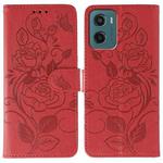 For Motorola Moto G05 / E15 Rose Butterfly Embossed Leather Phone Case(Red)