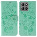 For Motorola Moto G15 Rose Butterfly Embossed Leather Phone Case(Green)