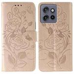 For Motorola Edge 50 Neo Rose Butterfly Embossed Leather Phone Case(Rose Gold)