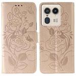 For Motorola Edge 50 Ultra Rose Butterfly Embossed Leather Phone Case(Rose Gold)