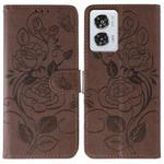 For Motorola Edge 50 Fusion Rose Butterfly Embossed Leather Phone Case(Brown)