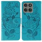 For Motorola Edge 60 Pro Rose Butterfly Embossed Leather Phone Case(Blue)