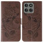 For Motorola Edge 60 Pro Rose Butterfly Embossed Leather Phone Case(Brown)
