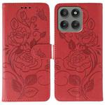 For Motorola Edge 60 Pro Rose Butterfly Embossed Leather Phone Case(Red)