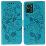 For HMD Pulse Pro Rose Butterfly Embossed Leather Phone Case(Blue)