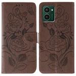 For HMD Pulse Pro Rose Butterfly Embossed Leather Phone Case(Brown)