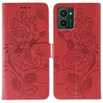 For HMD Pulse Pro Rose Butterfly Embossed Leather Phone Case(Red)