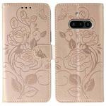 For Nothing Phone 3a Rose Butterfly Embossed Leather Phone Case(Rose Gold)