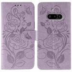 For Nothing Phone 3a Rose Butterfly Embossed Leather Phone Case(Purple)
