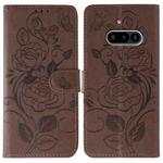 For Nothing Phone 3a Rose Butterfly Embossed Leather Phone Case(Brown)