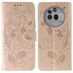 For Nothing Phone 3a Pro Rose Butterfly Embossed Leather Phone Case(Rose Gold)