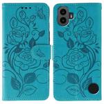 For Nothing CMF Phone 1 Rose Butterfly Embossed Leather Phone Case(Blue)