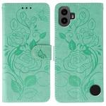 For Nothing CMF Phone 1 Rose Butterfly Embossed Leather Phone Case(Green)