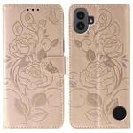 For Nothing CMF Phone 1 Rose Butterfly Embossed Leather Phone Case(Rose Gold)