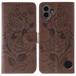 For Nothing CMF Phone 1 Rose Butterfly Embossed Leather Phone Case(Brown)
