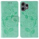 For Nothing CMF Phone 2 Pro Rose Butterfly Embossed Leather Phone Case(Green)