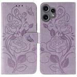 For Nothing CMF Phone 2 Pro Rose Butterfly Embossed Leather Phone Case(Purple)