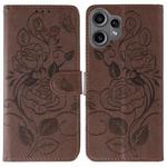 For Nothing CMF Phone 2 Pro Rose Butterfly Embossed Leather Phone Case(Brown)