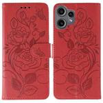 For Nothing CMF Phone 2 Pro Rose Butterfly Embossed Leather Phone Case(Red)
