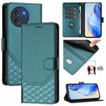 For Doogee Note 59 / Note 59 Pro Honeycomb Embossing RFID Leather Phone Case(Peacock Green)