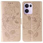 For OPPO Reno13 Pro 5G Global Rose Butterfly Embossed Leather Phone Case(Rose Gold)