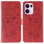 For OPPO Reno13 Pro 5G Global Rose Butterfly Embossed Leather Phone Case(Red)