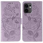 For OPPO Reno13 F 4G Global / 5G Global Rose Butterfly Embossed Leather Phone Case(Purple)