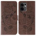 For OPPO Reno13 F 4G Global / 5G Global Rose Butterfly Embossed Leather Phone Case(Brown)
