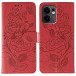 For OPPO Reno13 F 4G Global / 5G Global Rose Butterfly Embossed Leather Phone Case(Red)