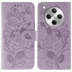 For OPPO Find X8 Rose Butterfly Embossed Leather Phone Case(Purple)