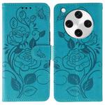 For OPPO Find X8 Pro Rose Butterfly Embossed Leather Phone Case(Blue)