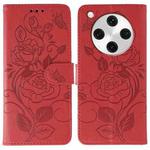 For OPPO Find X8 Pro Rose Butterfly Embossed Leather Phone Case(Red)
