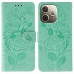 For OPPO A5 Pro 5G Global Rose Butterfly Embossed Leather Phone Case(Green)