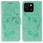 For ZTE Blade A35 Rose Butterfly Embossed Leather Phone Case(Green)
